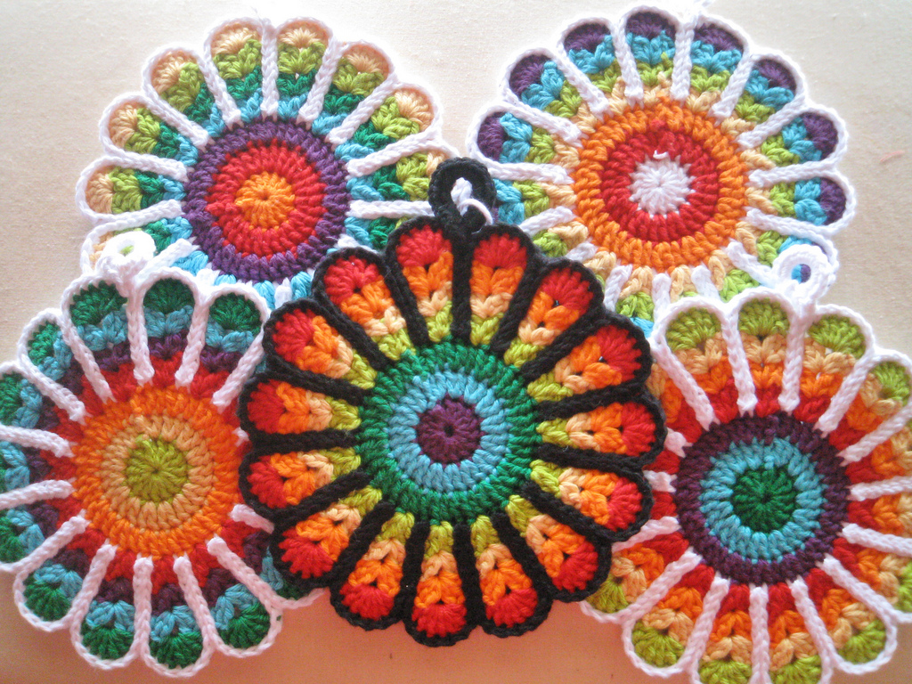Flower Flower Crochet Potholders