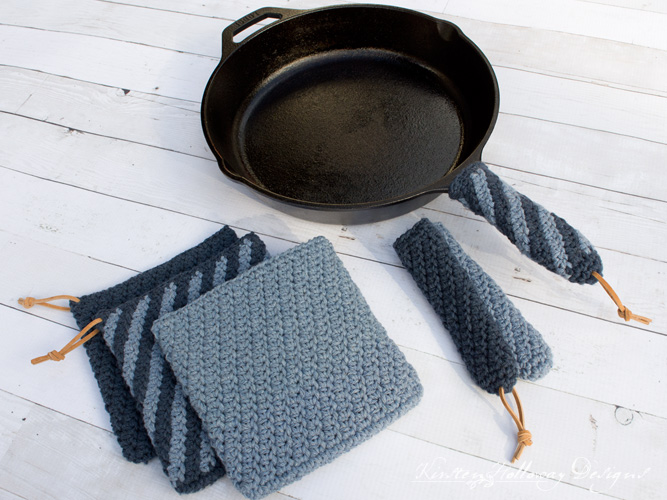 Crochet Cast Iron Handle Cover & Double Thick Hot Pad