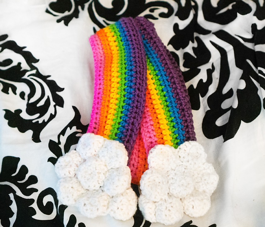 Rainbow Scarf with Clouds